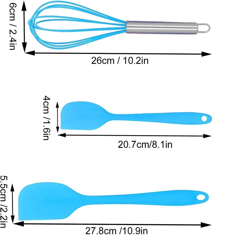 SET UTENSILIOS DE COCINA Y REPOSTERÍA SILICONA ESPÁTULAS BATIDOR Y BROCHA 5 PIEZAS - 3