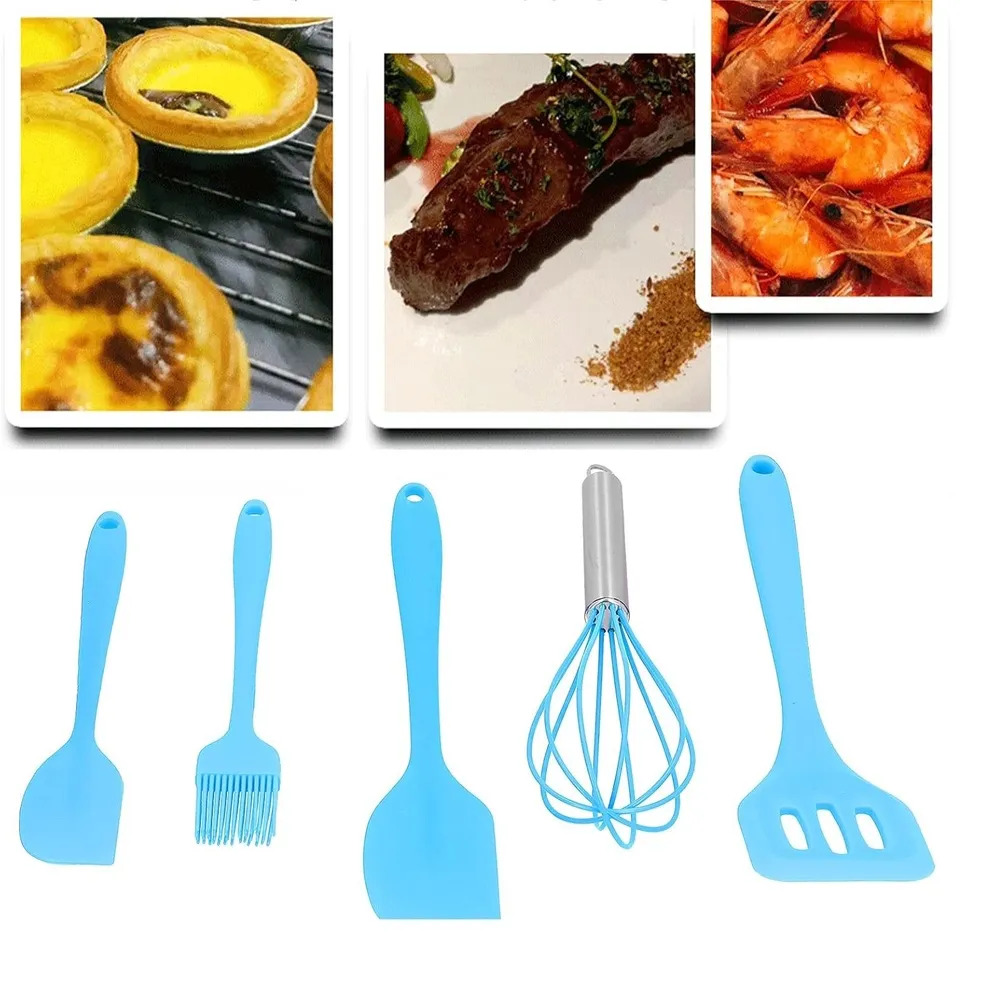 SET UTENSILIOS DE COCINA Y REPOSTERÍA SILICONA ESPÁTULAS BATIDOR Y BROCHA 5 PIEZAS - 6
