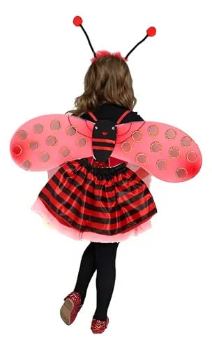 DISFRAZ MARIQUITA PARA NIÑA HALLOWEEN CON ALAS FALDA TUTÚ VINCHA Y VARITA - 5