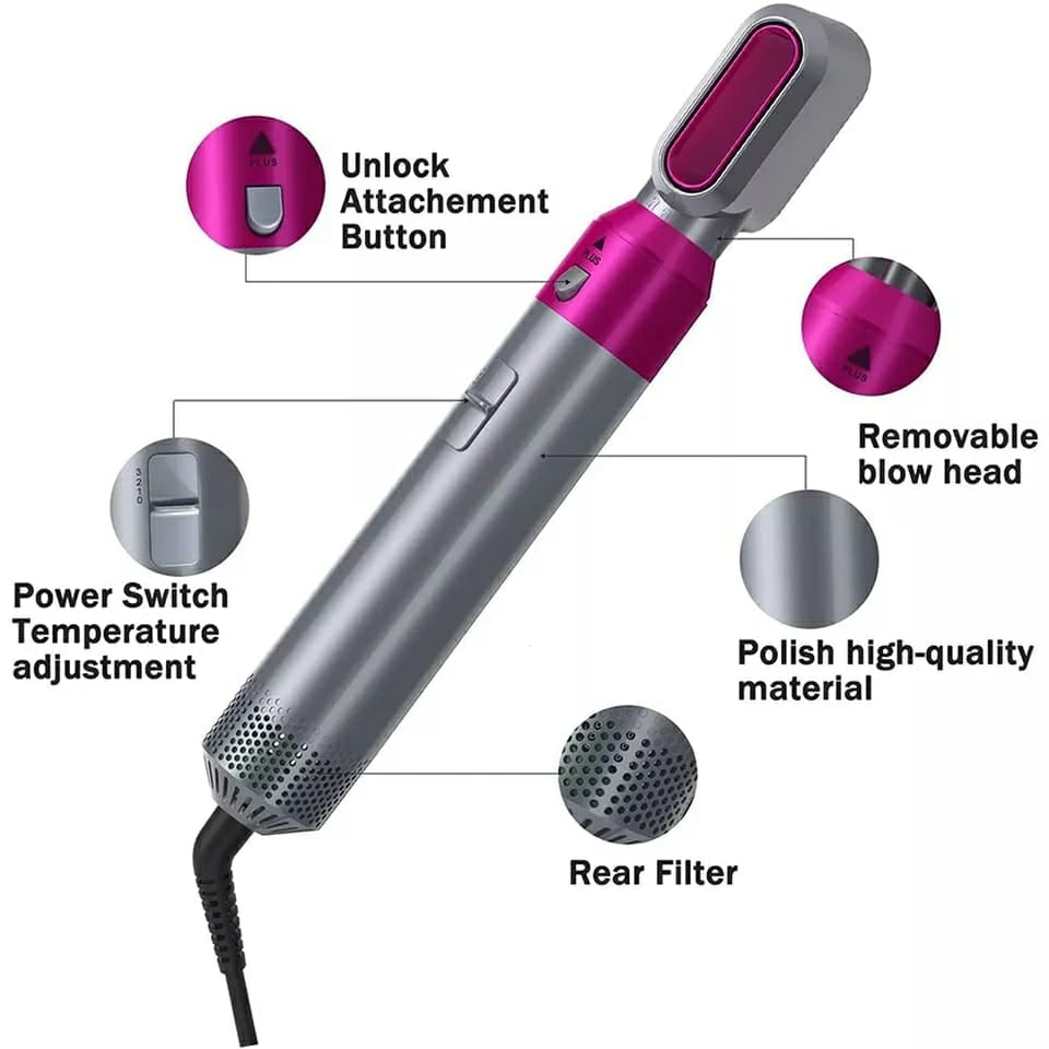 CEPILLO SECADOR DE CABELLO 5 EN 1 MULTIFUNCIONAL RIZADOR ALISADOR - 7