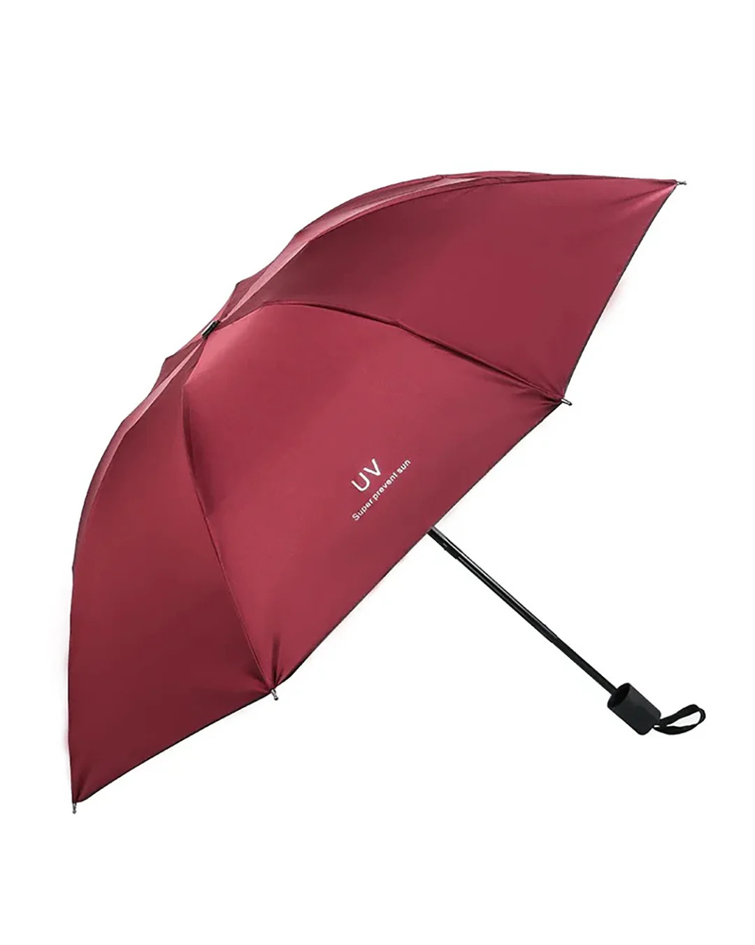 SOMBRILLA PARAGUAS DE MANO PLEGABLE CON PROTECCIÓN SOLAR UV PARA LLUVIA Y SOL GUINDA - 2