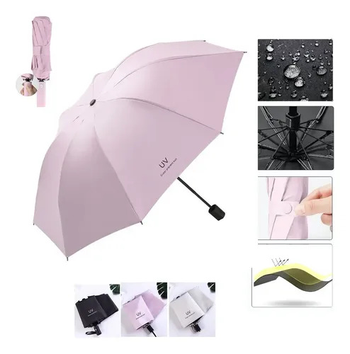 SOMBRILLA PARAGUAS PLEGABLE CON PROTECCIÓN SOLAR UV  PARA LLUVIA Y SOL ROSADO - 5