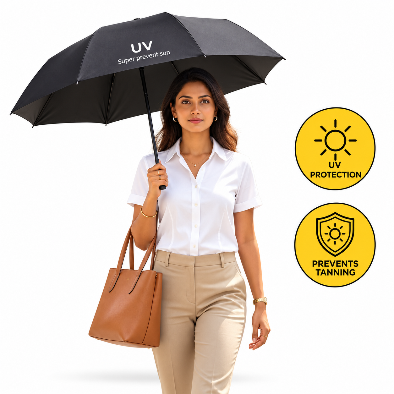 SOMBRILLA PARAGUAS PLEGABLE CON PROTECCIÓN SOLAR UV PARA LLUVIA Y SOL NEGRO - 1