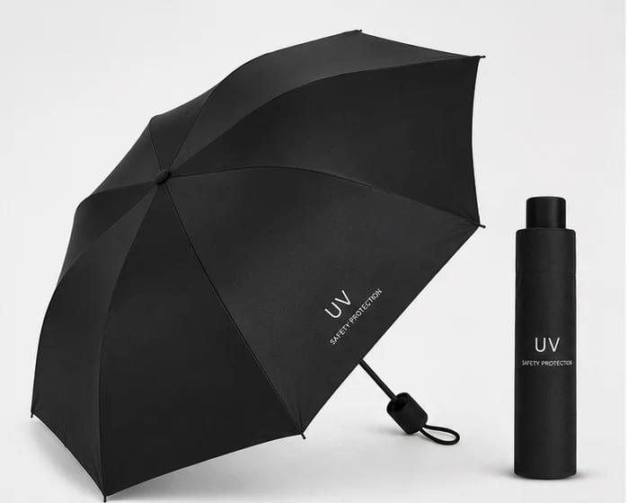 SOMBRILLA PARAGUAS PLEGABLE CON PROTECCIÓN SOLAR UV PARA LLUVIA Y SOL NEGRO - 2