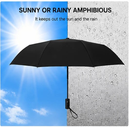 SOMBRILLA PARAGUAS PLEGABLE CON PROTECCIÓN SOLAR UV PARA LLUVIA Y SOL NEGRO - 3