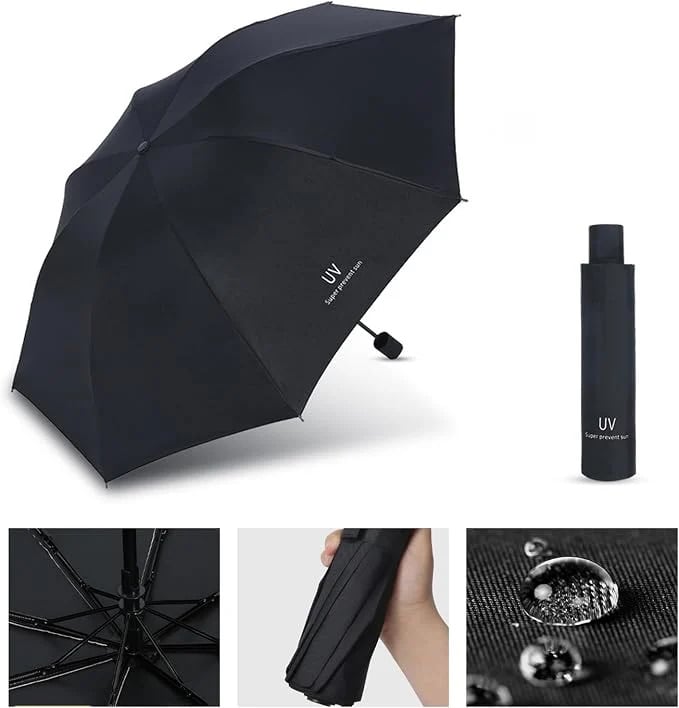 SOMBRILLA PARAGUAS PLEGABLE CON PROTECCIÓN SOLAR UV PARA LLUVIA Y SOL NEGRO - 4
