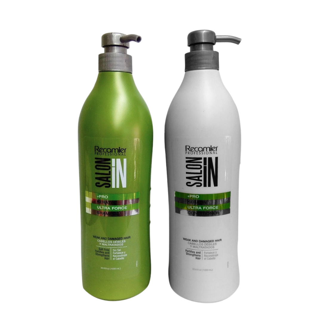 SHAMPOO Y ACONDICIONADOR RECAMIER KERATIN ULTRA FORCE SALON IN 1000 ML - 1