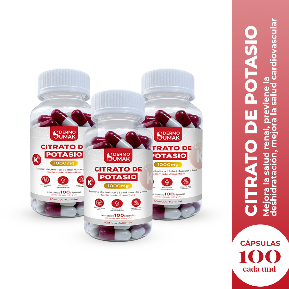 CITRATO DE POTASIO 100 CAPSULAS DERMO SUMAK 3 UND - 2