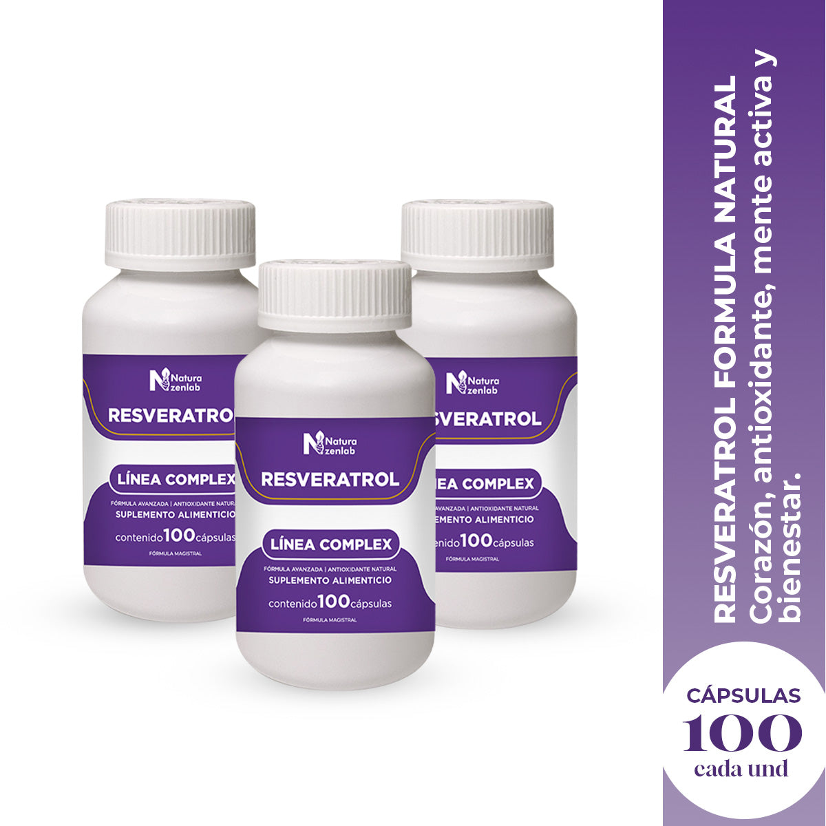 RESVERATROL FORMULA NATURAL 100 CAPSULAS DERMO SUMAK 3 UND - 2