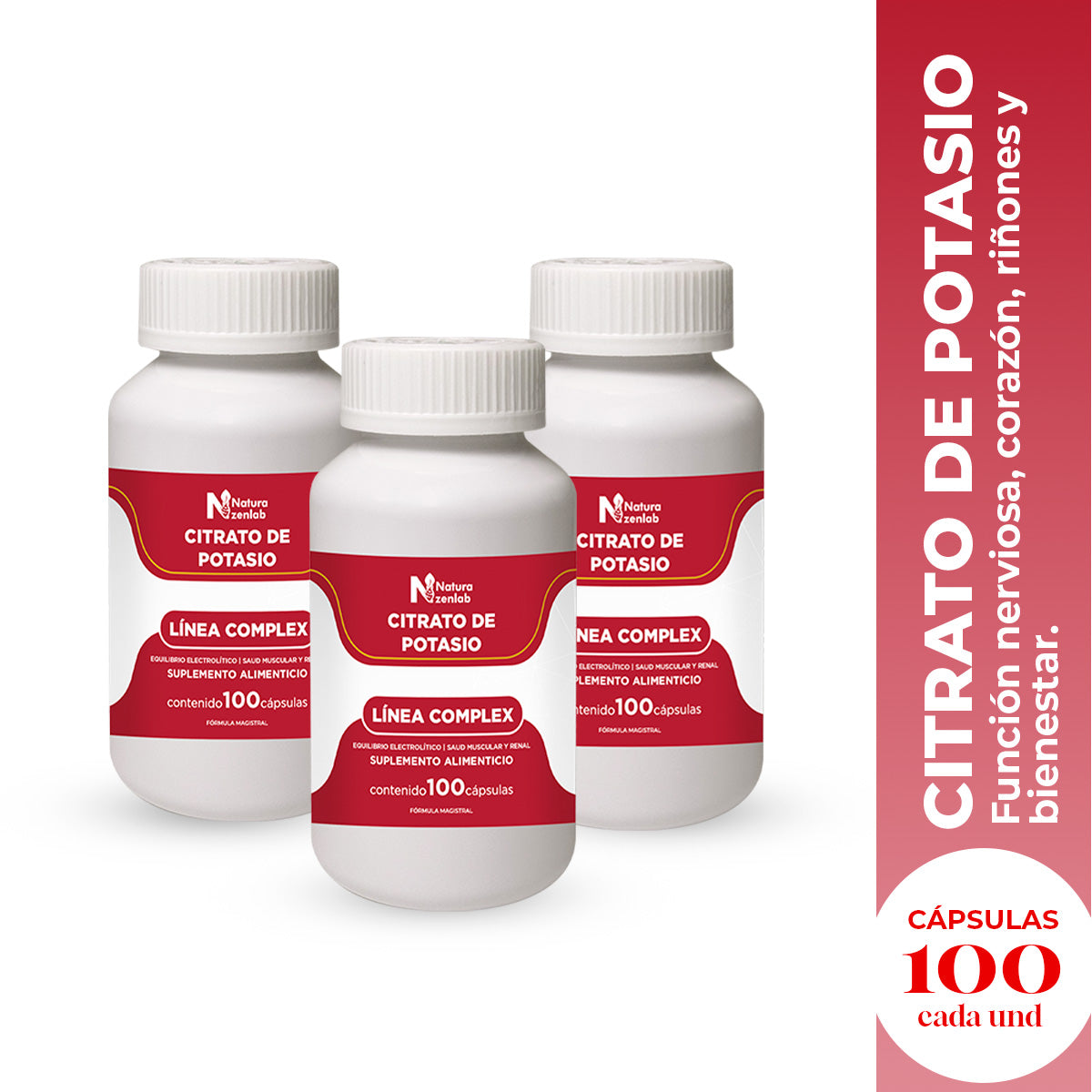 CITRATO DE POTASIO SALUD MUSCULAR 100 CAPS DERMO SUMAK 3 UND - 2