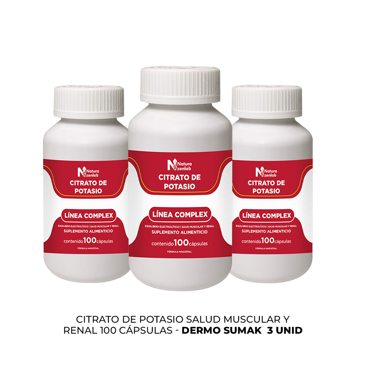 CITRATO DE POTASIO SALUD MUSCULAR 100 CAPS DERMO SUMAK 3 UND - 3