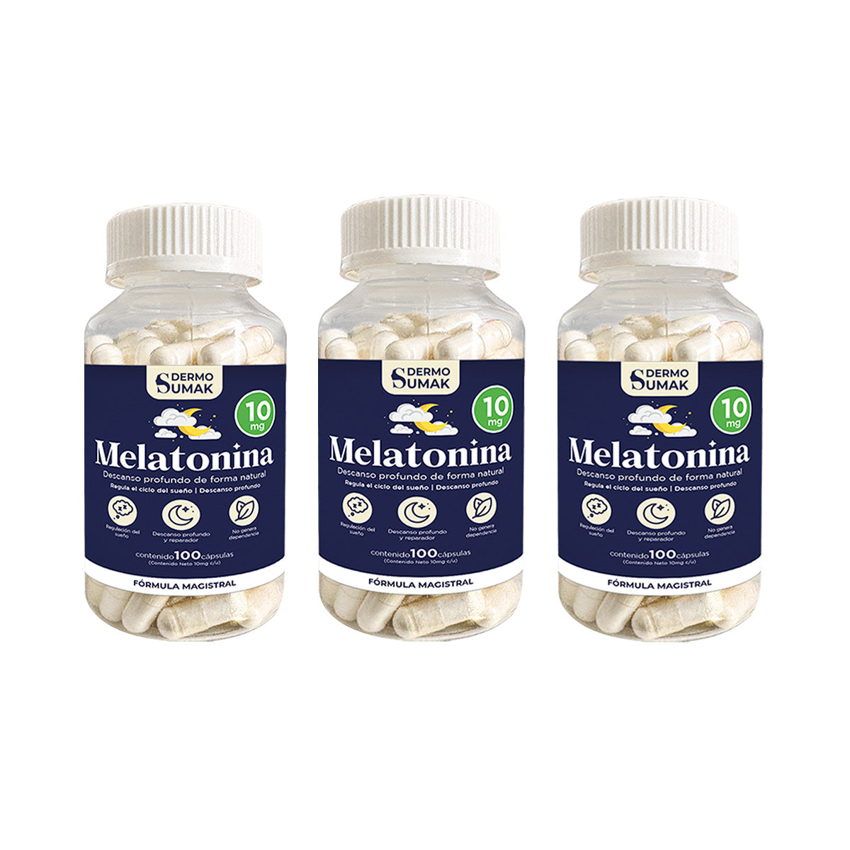 MELATONINA 10MG 100 CAPSULAS DERMO SUMAK 3 UND - 1