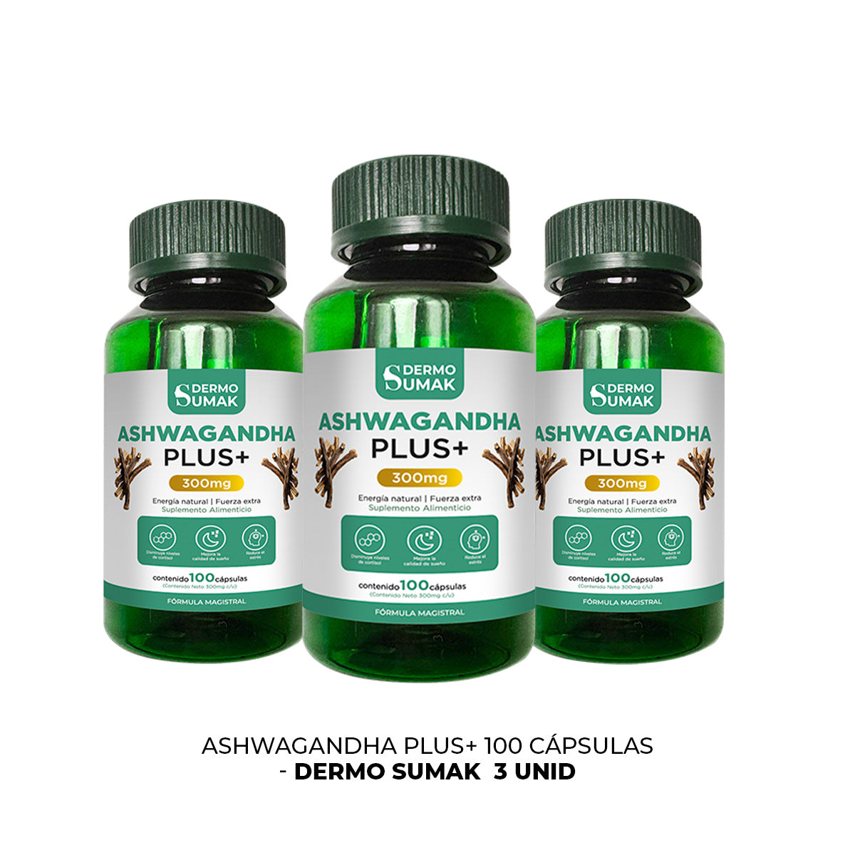 ASHWAGANDHA PLUS+ 100 CAPSULAS DERMO SUMAK 3 UND - 3