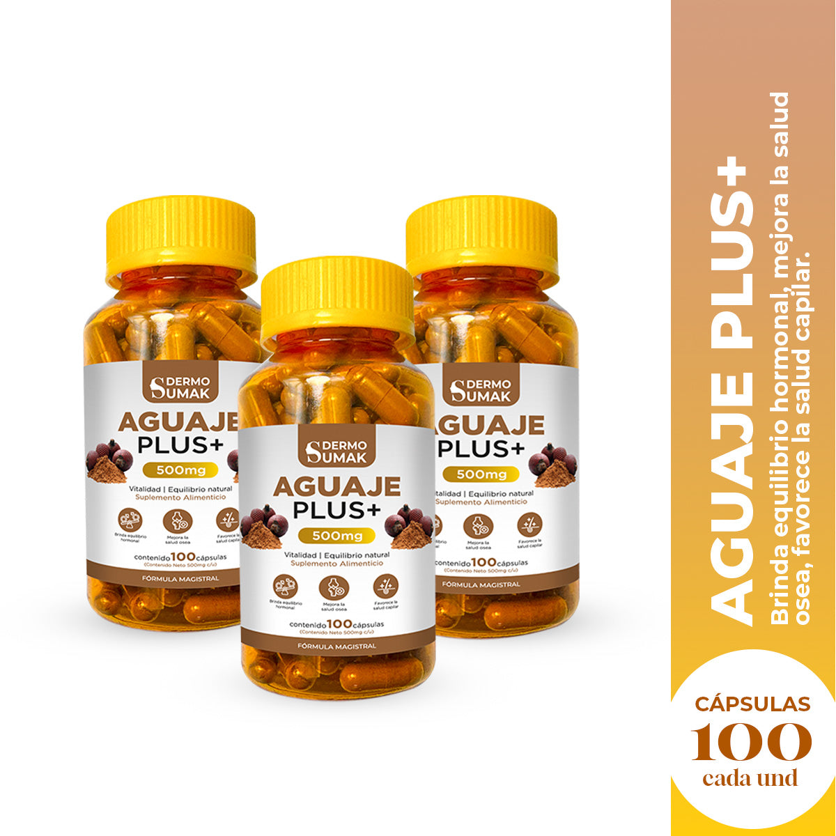 AGUAJE PLUS+ 100 CAPSULAS DERMO SUMAK 3 UND - 2