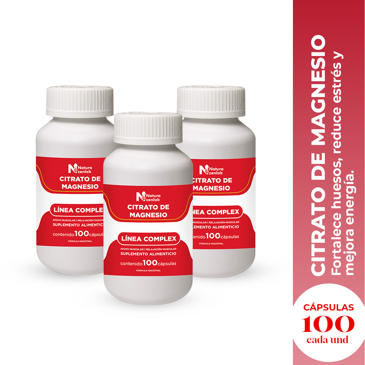 CITRATO DE MAGNESIO ENERGIA NATURAL 100 CAPS DERMO SUMAK 3 UND - 2