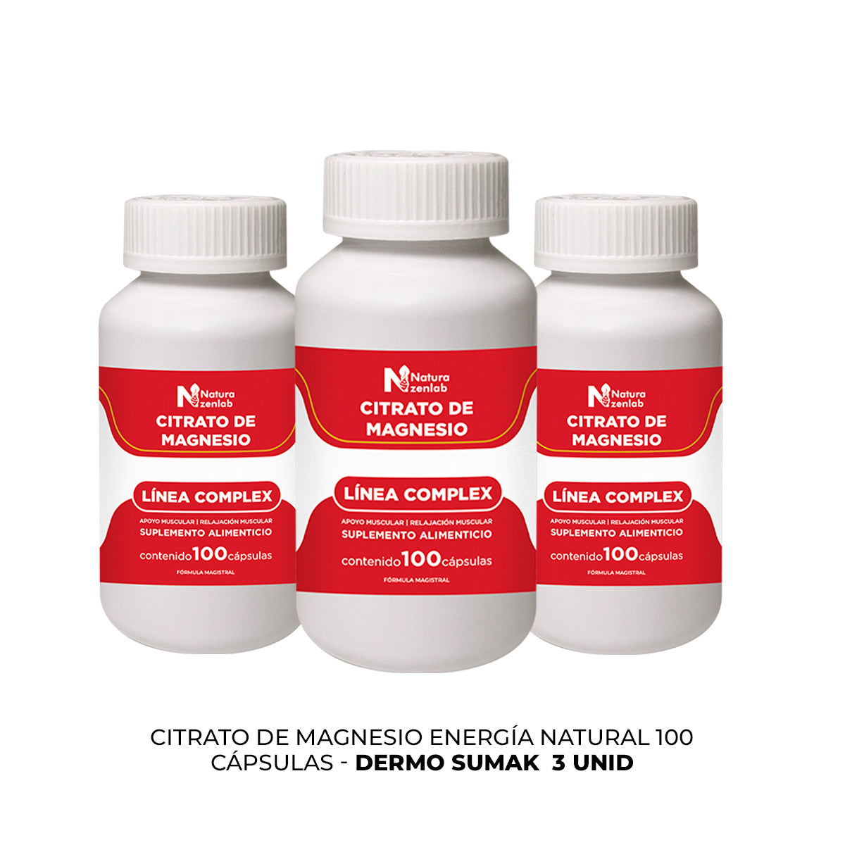 CITRATO DE MAGNESIO ENERGIA NATURAL 100 CAPS DERMO SUMAK 3 UND - 3