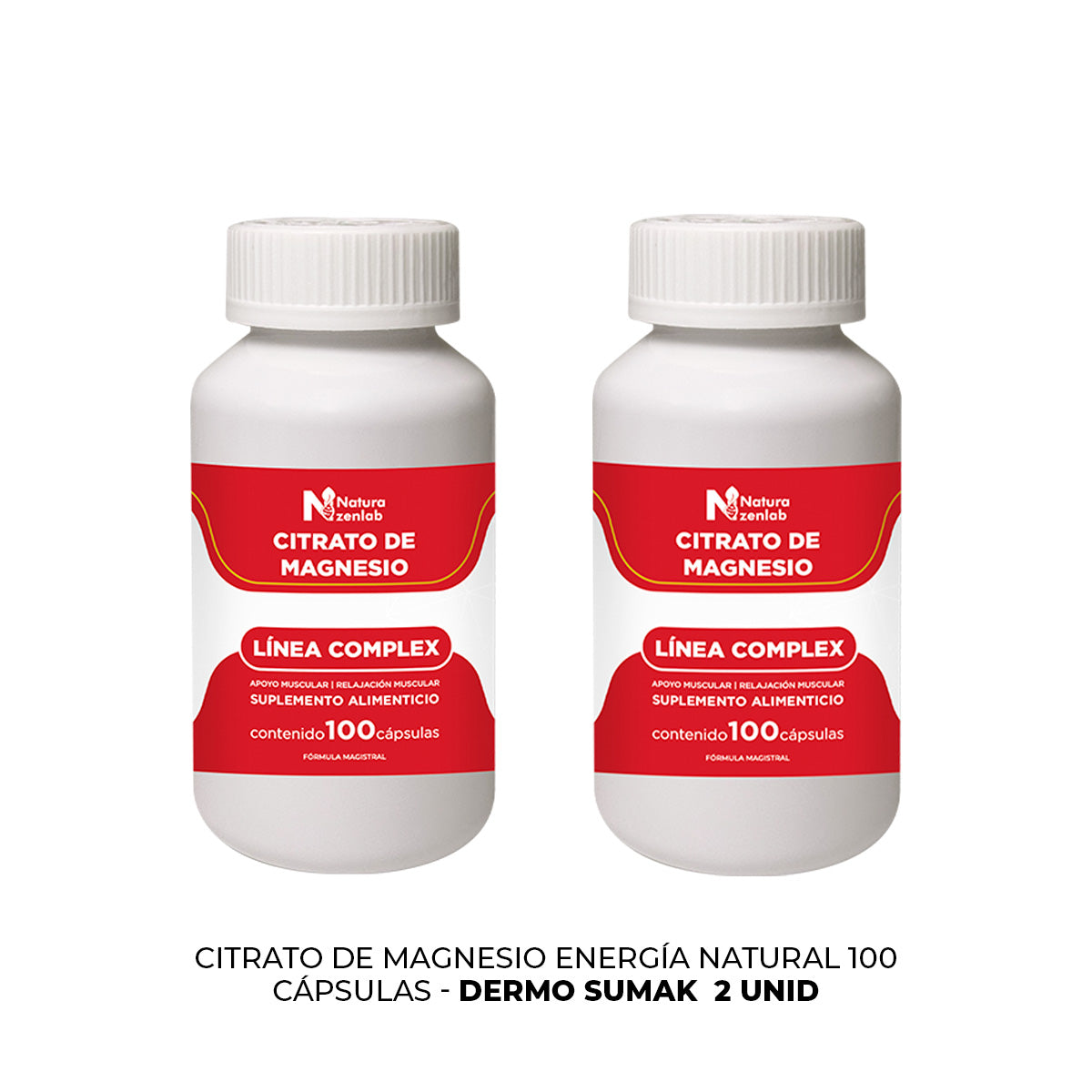 CITRATO DE MAGNESIO ENERGIA NATURAL 100 CAPS DERMO SUMAK 2 UND - 3