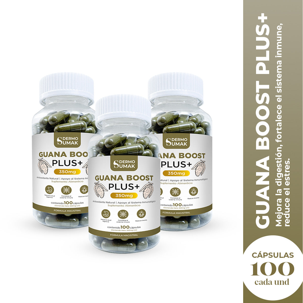 GUANA BOOST PLUS+ 100 CAPSULAS DERMO SUMAK 3 UND - 2
