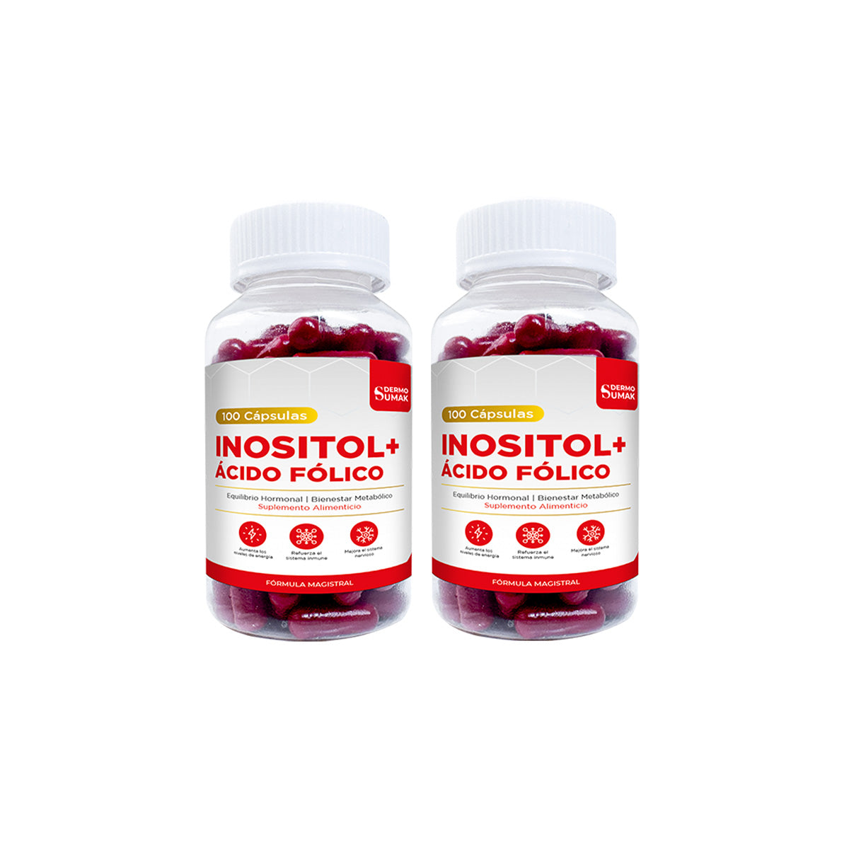 INOSITOL + ACIDO FOLICO 100 CAPSULAS DERMO SUMAK 2 UND - 1