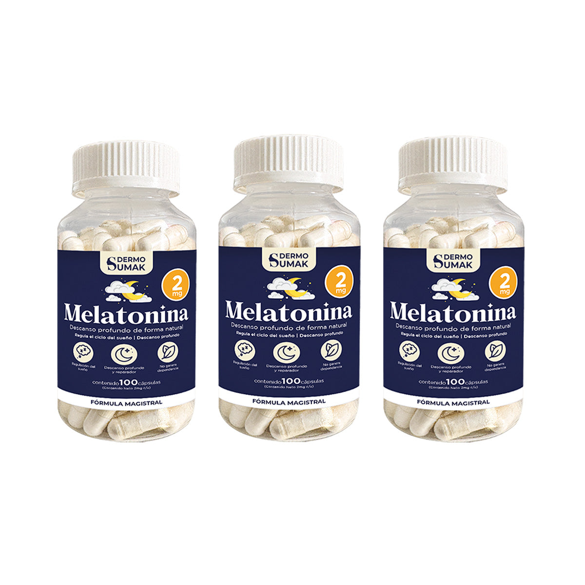 MELATONINA 2MG 100 CAPSULAS DERMO SUMAK 3 UND - 1