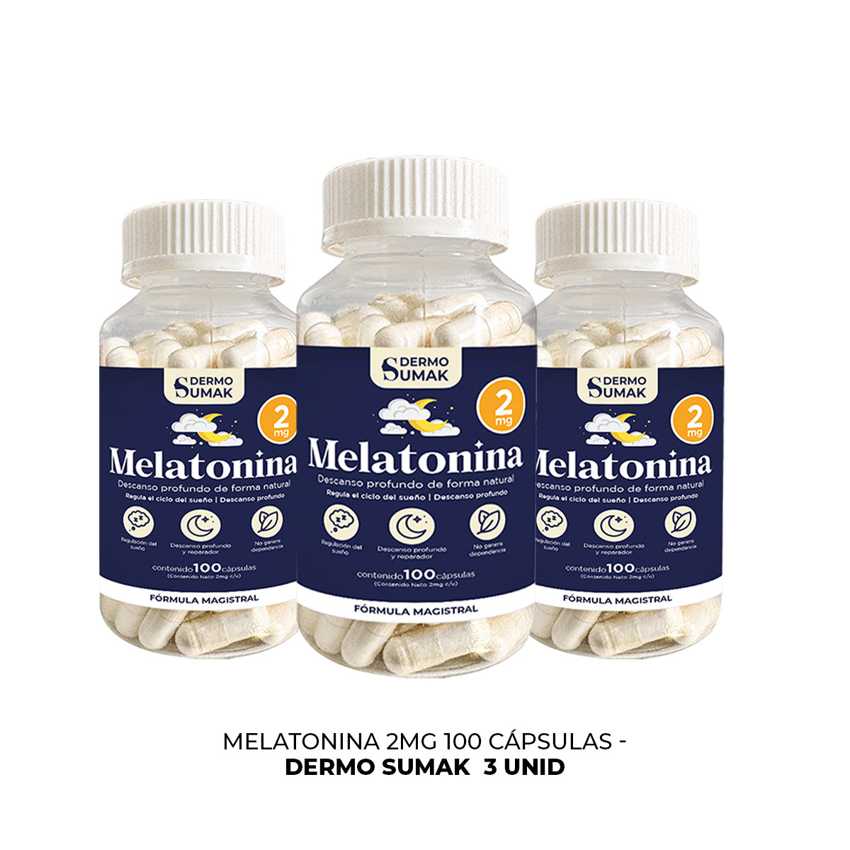 MELATONINA 2MG 100 CAPSULAS DERMO SUMAK 3 UND - 3