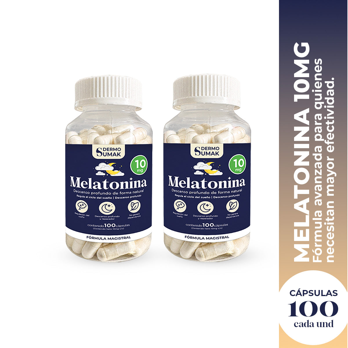 MELATONINA 10MG 100 CAPSULAS DERMO SUMAK 2 UND - 2