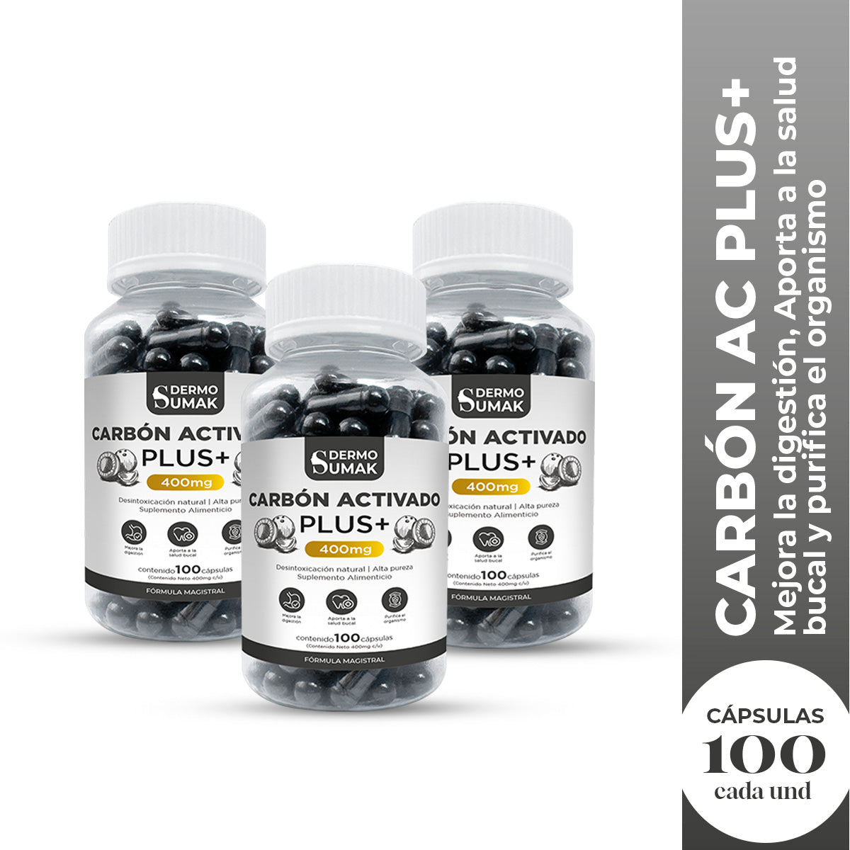 CARBON AC PLUS+ 400MG DERMO SUMAK 3 UND - 2