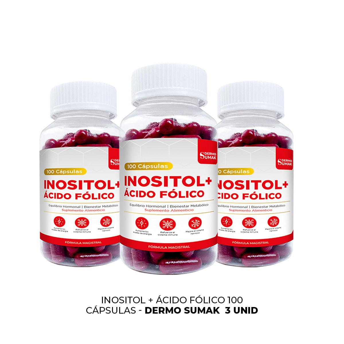 INOSITOL + ACIDO FOLICO 100 CAPSULAS DERMO SUMAK 3 UND - 3