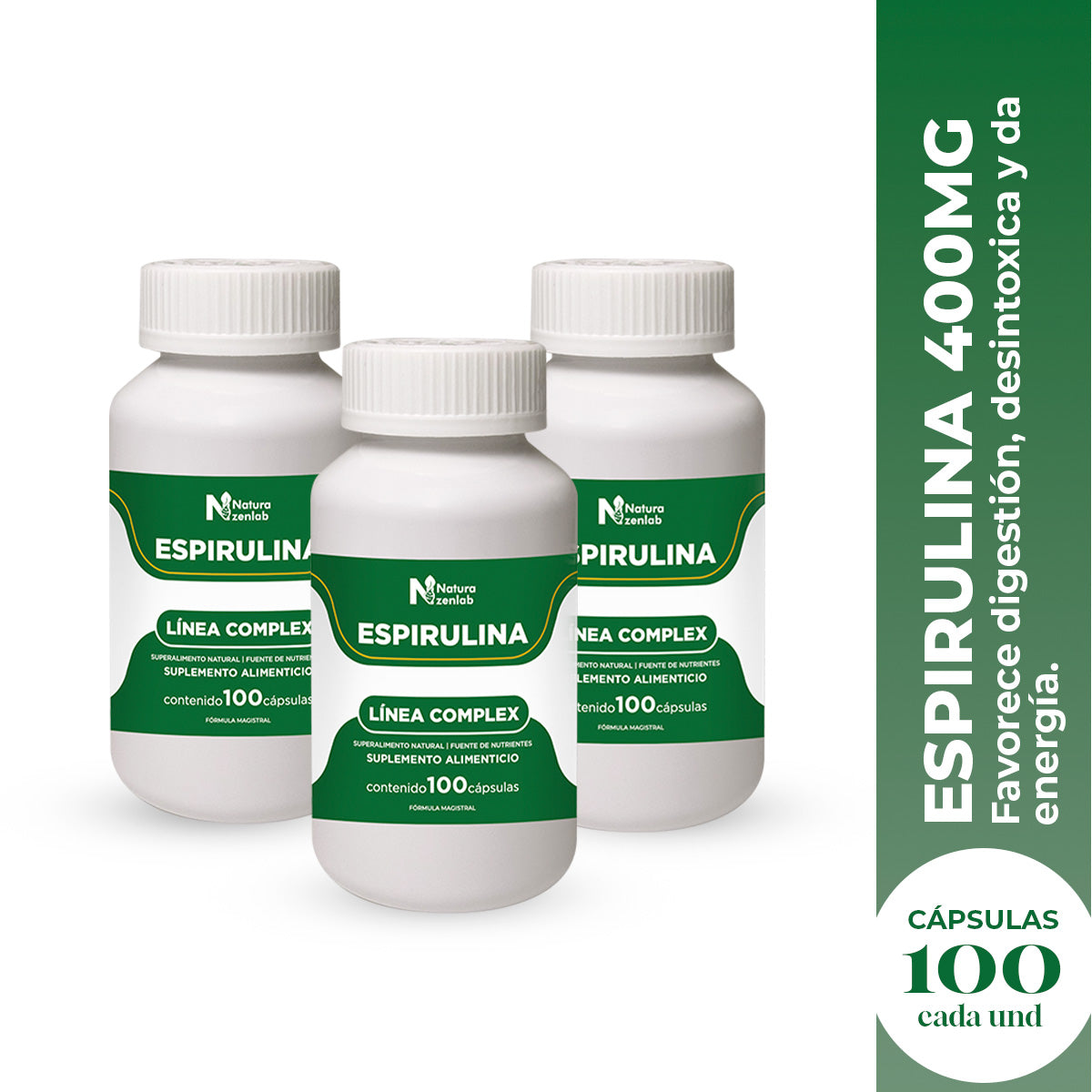ESPIRULINA SUPERALIMENTO NATURAL 100 CAPS DERMO SUMAK 3 UND - 2