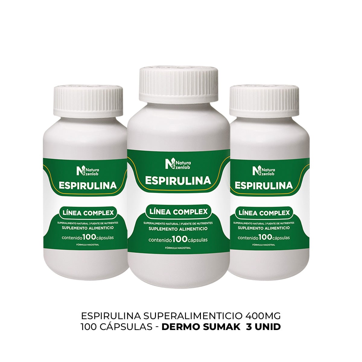 ESPIRULINA SUPERALIMENTO NATURAL 100 CAPS DERMO SUMAK 3 UND - 3