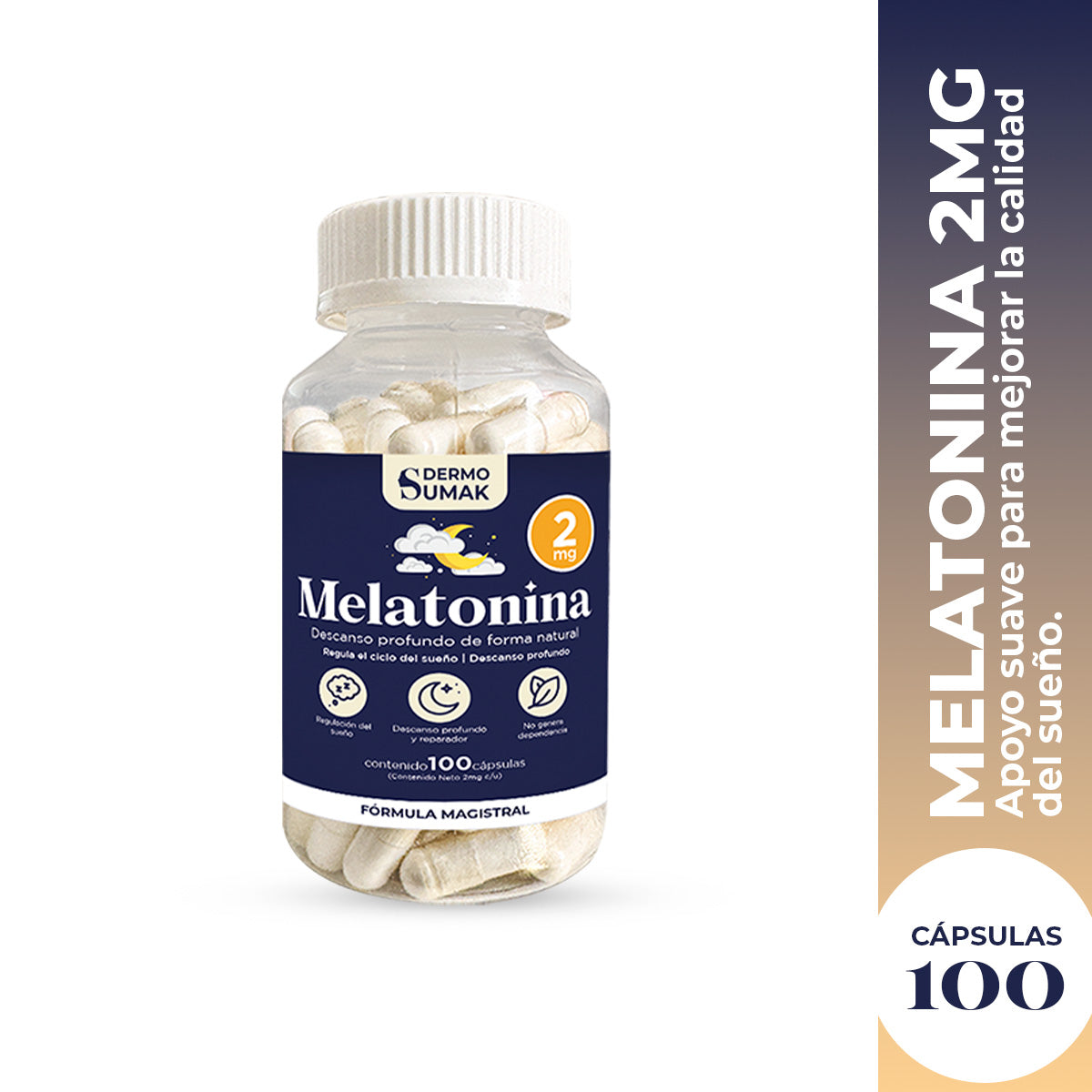 MELATONINA 2MG 100 CAPSULAS DERMO SUMAK - 2