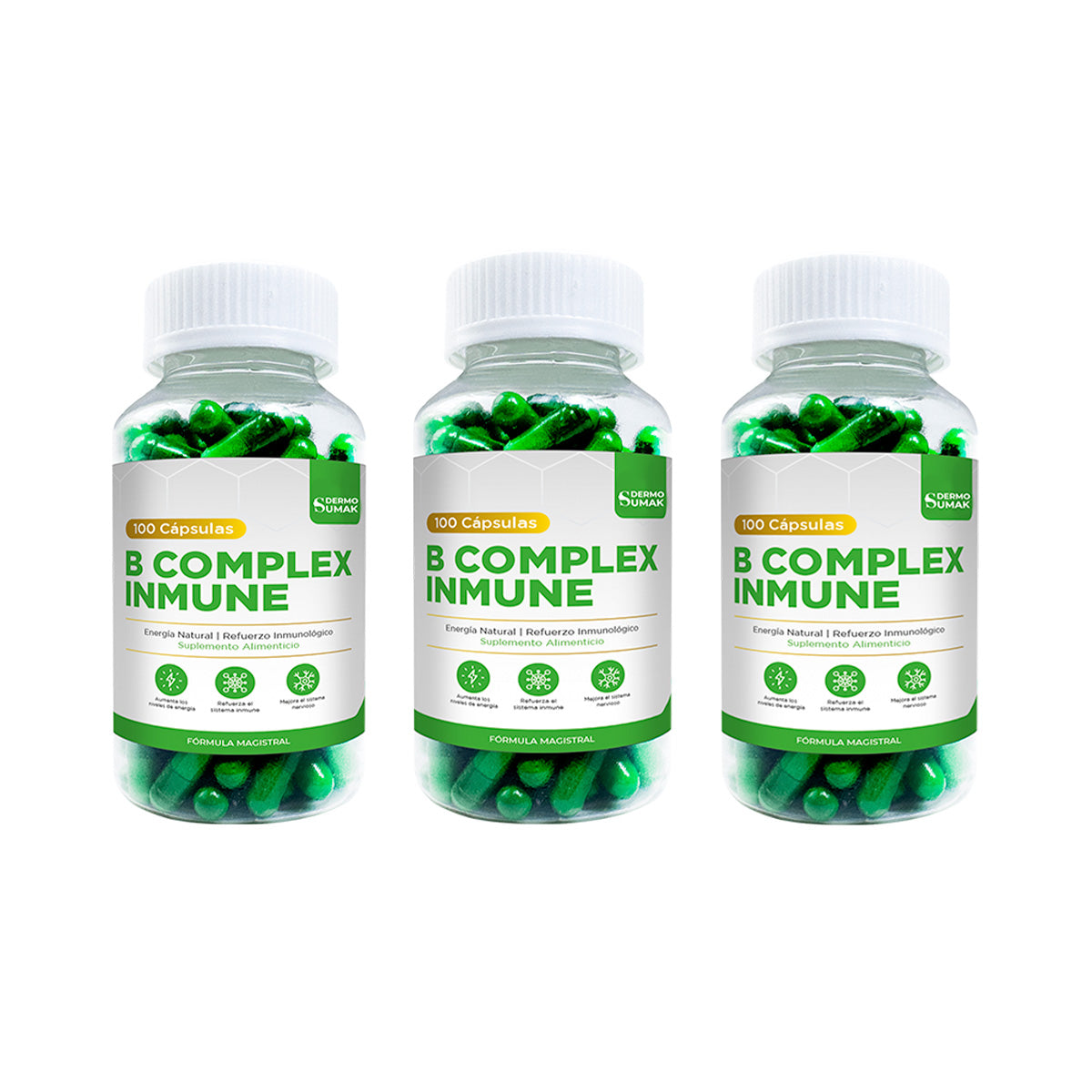 B COMPLEX INMUNE 100 CAPSULAS DERMO SUMAK 3 UND - 1