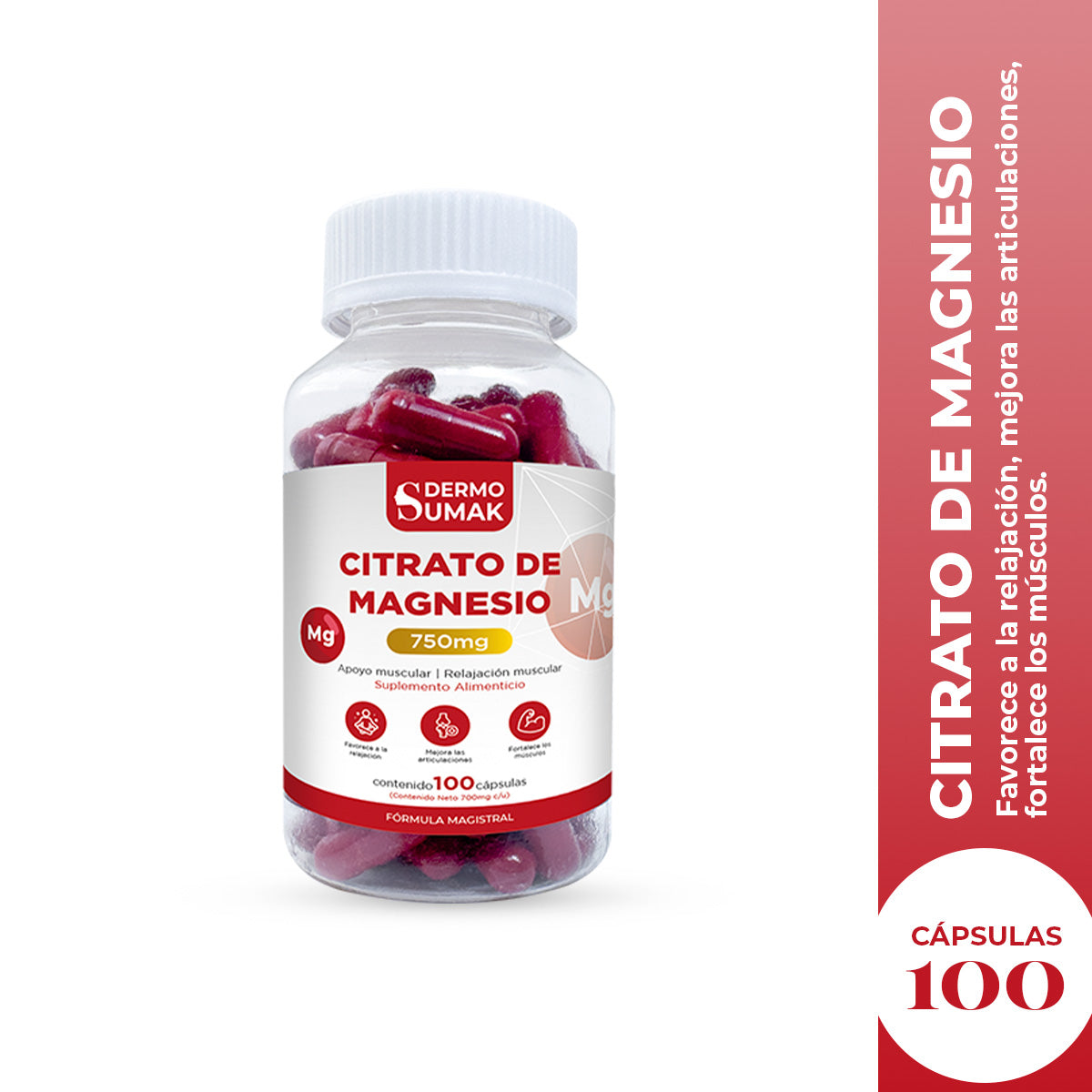 CITRATO DE MAGNESIO 100 CAPSULAS DERMO SUMAK - 2