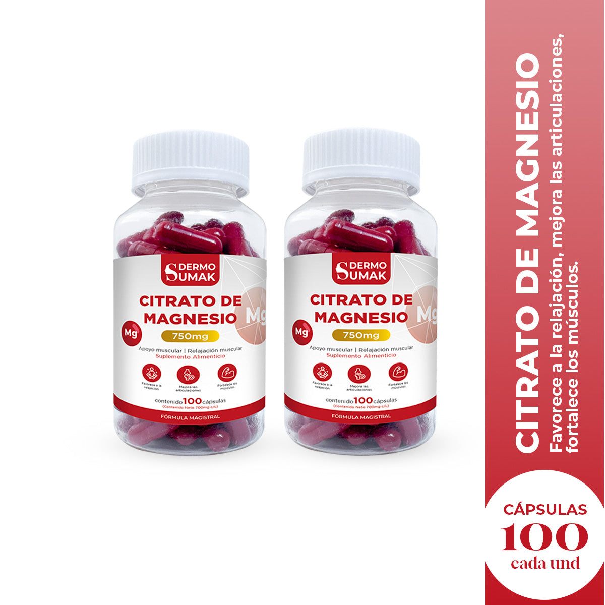 CITRATO DE MAGNESIO 100 CAPSULAS DERMO SUMAK 2 UND - 2