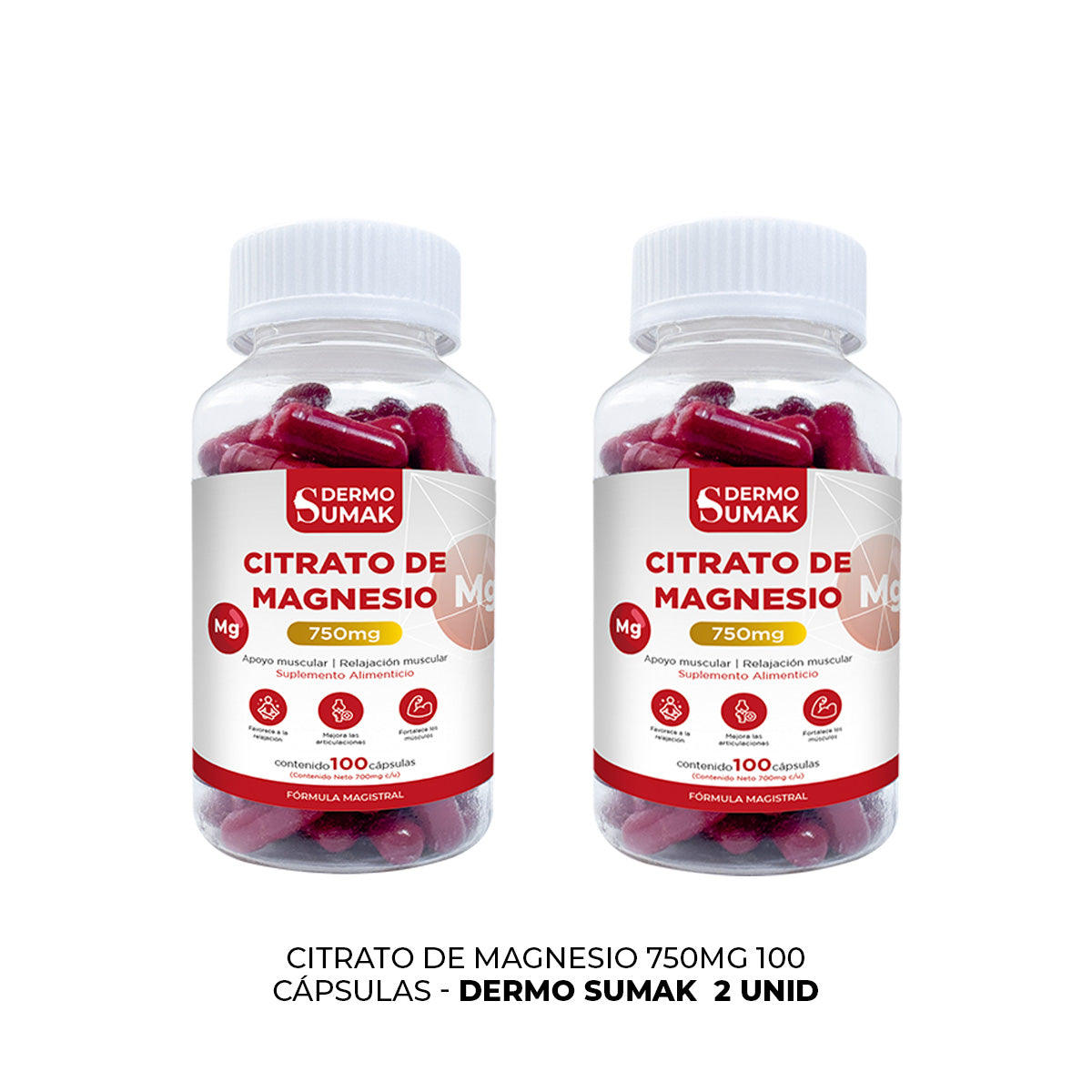 CITRATO DE MAGNESIO 100 CAPSULAS DERMO SUMAK 2 UND - 3