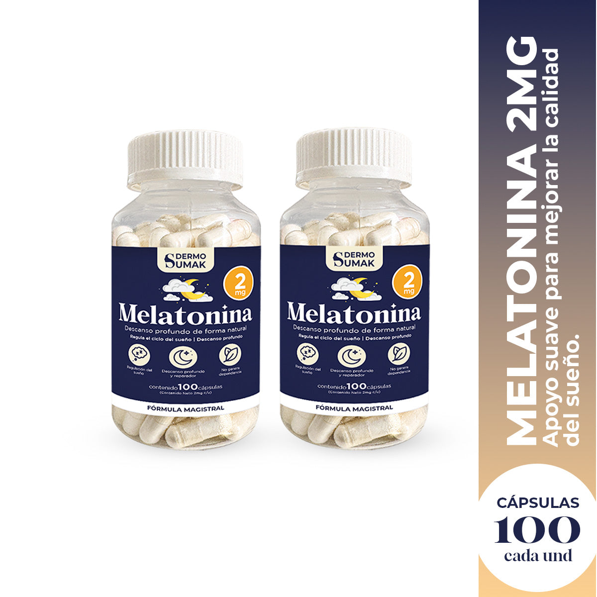 MELATONINA 2MG 100 CAPSULAS DERMO SUMAK 2 UND - 2