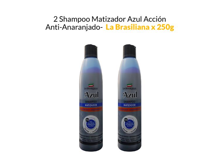 2 SHAMPOO MATIZADOR AZUL ACCIÓN ANTI-ANARANJADO - LA BRASILIANA X 250G - 1