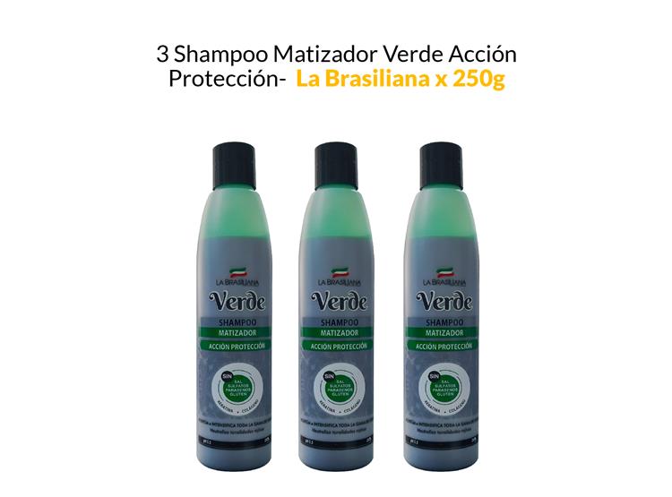 3 SHAMPOO MATIZADOR VERDE ACCIÓN PROTECCIÓN - LA BRASILIANA X 250G - 1