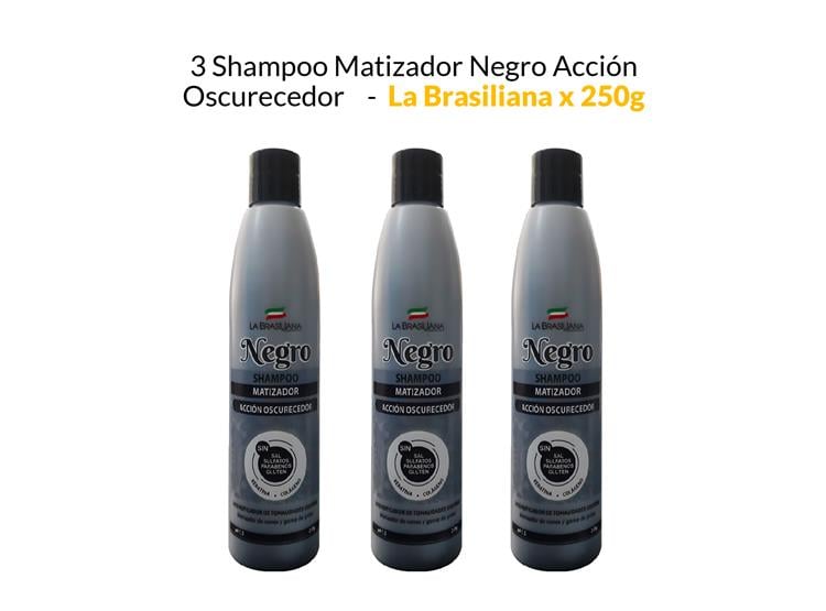 3 SHAMPOO MATIZADOR NEGRO ACCIÓN OSCURECEDOR - LA BRASILIANA X 250G - 1