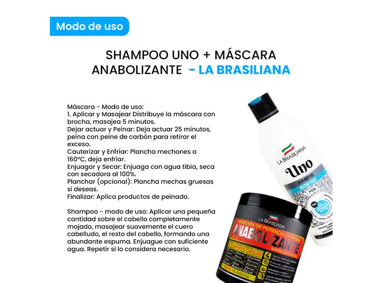 SHAMPOO UNO + MÁSCARA ANABOLIZANTE - LA BRASILIANA - 3