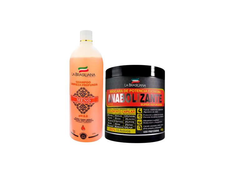 SHAMPOO LIMPIEZA PROFUNDA MENO + MÁSCARA ANABOLIZANTE - LA BRASILIANA - 1