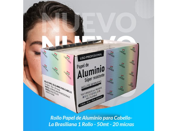 2 ROLLO DE PAPEL ALUMINIO PARA CABELLO X 50MT - 15CM - 20 MICRAS - 1