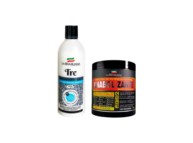 SHAMPOO 3 EN 1 TRE + MÁSCARA ANABOLIZANTE - LA BRASILIANA - 1