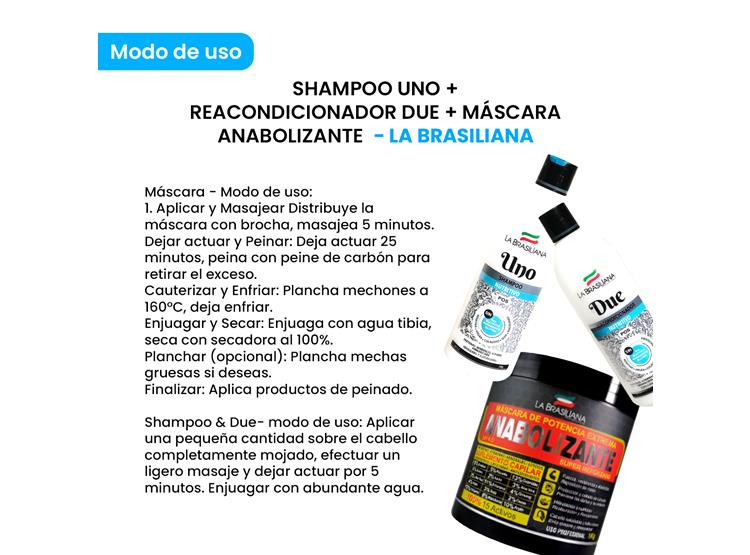 SHAMPOO UNO + REACONDICIONADOR DUE + MÁSCARA ANABOLIZANTE - 3