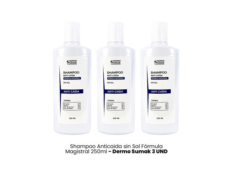 SHAMPOO SIN SAL ANTI CAÍDA 250ML DERMO SUMAK 3 UND - 2