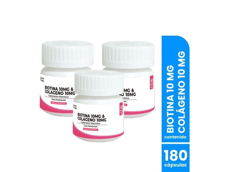 BIOTINA 10MG Y COLAGENO 10MG 60CAPSULAS DERMO SUMAK 3 UND - 1