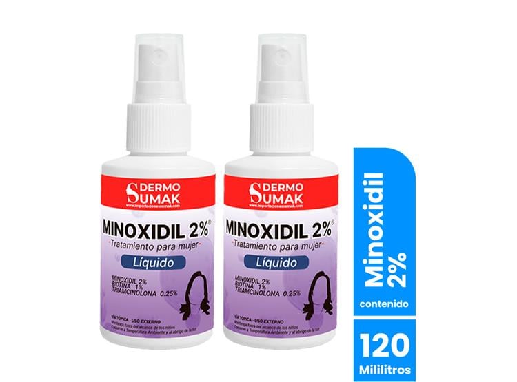 LOCIÓN MINOXIDIL MUJER 2% 60ML DERMO SUMAK 2 UND - 1