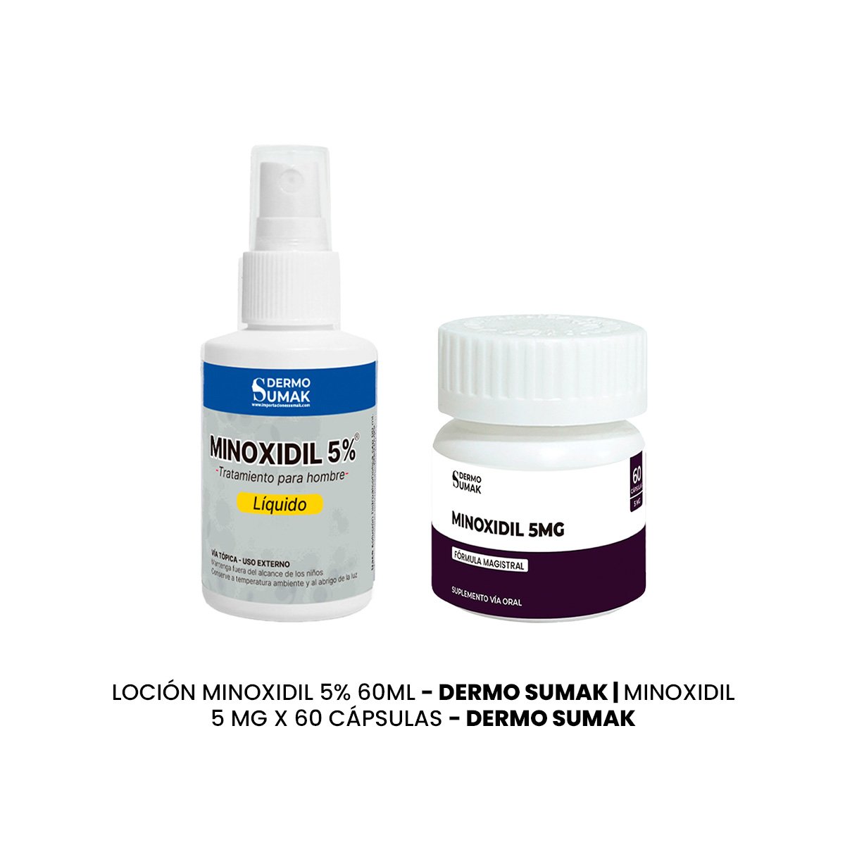 DÚO CÁPSULAS MINOXIDIL 50MG + LOCIÓN MINOXIDIL 5% DERMOSUMAK - 1