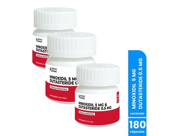 MINOXIDIL 5 MG Y DUTASTERIDE 0,5 MG X 60 CAPS DERMO SUMAK 3 UND - 1