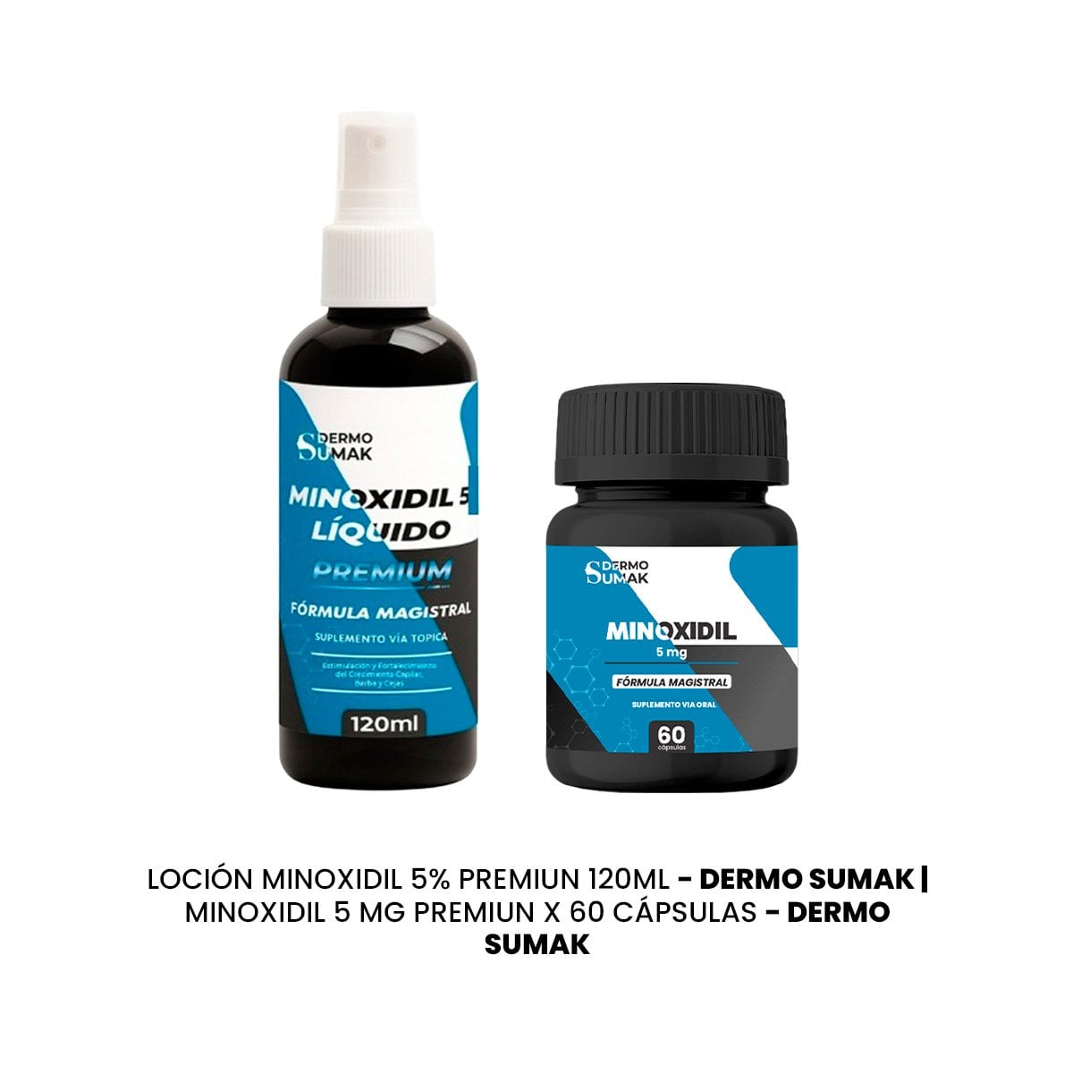 DÚO PREMIUM MINOXIDIL 5MG 60CÁPS + LOCIÓN 5% 120ML DERMOSUMAK - 1
